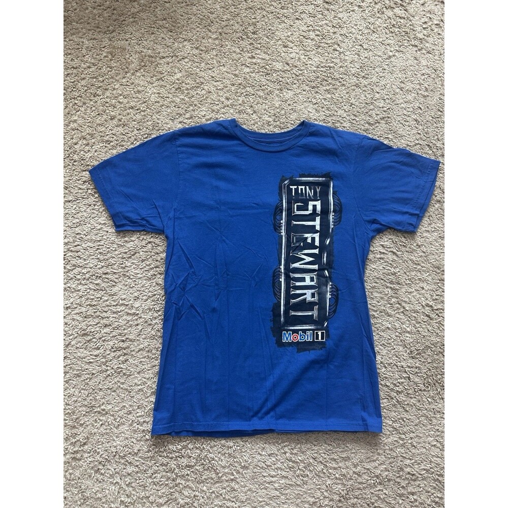 Chase Authentics NASCAR Tony Stewart #14 Mobile 1 Blue T- Shirt size Medium